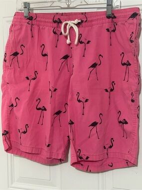 Divided Bright Pink Flamingo-Print Swim Shorts
